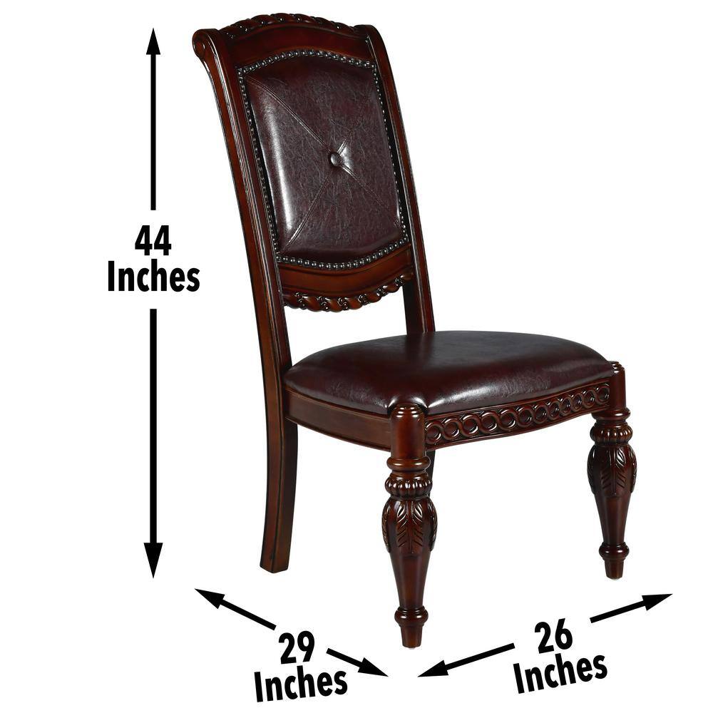Antoinette Brown Leather Upholstered Traditional Side Chair