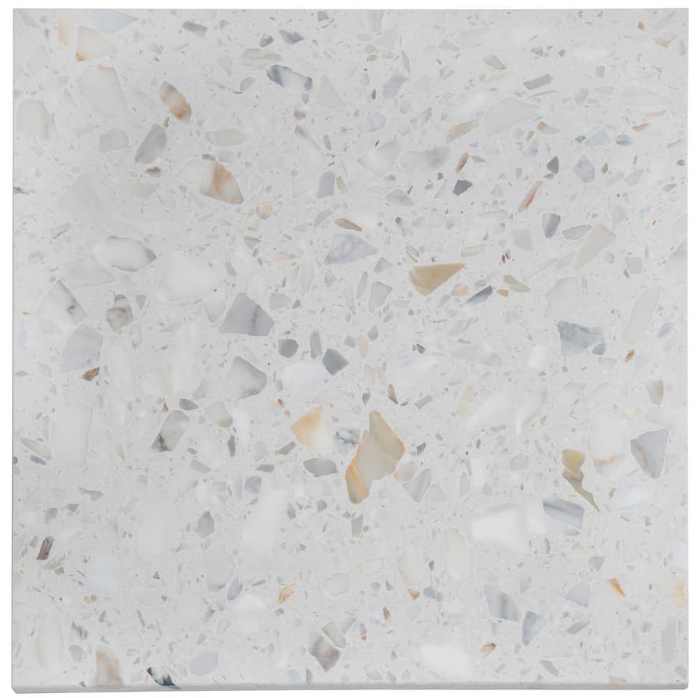 Terraforma 24 in. x 24 in. Honed White Gold Marble Terrazzo Large Format Wall and Floor Tile (7.75 sq. ft./Case)-2 Pack price history on PriceWatchPro