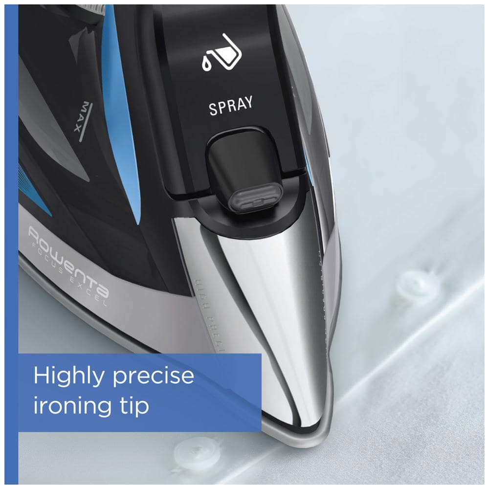 Rowenta Focus Xcel Black and Blue Stainless Steel Steam Iron