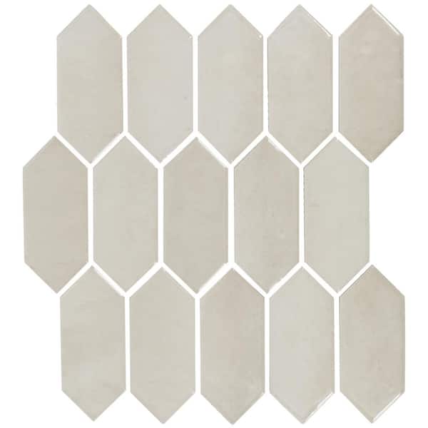 Daltile Miramo Pearl 12 in. x 11 in. Glazed Ceramic Picket Mosaic