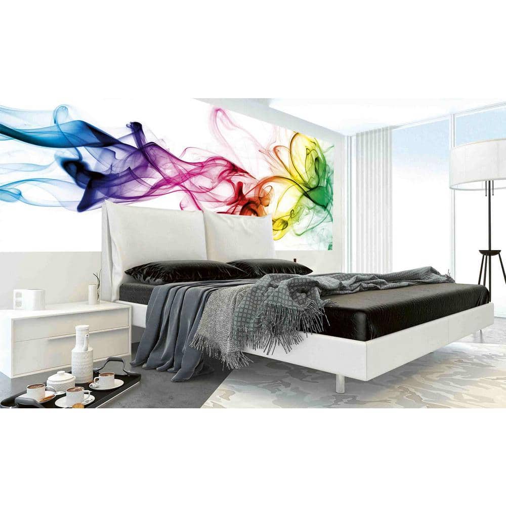 Warm Smoke Abstract Wall Mural with Rainbow-Tinted Inks