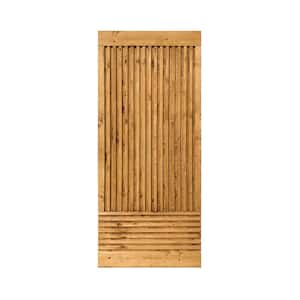 30 in. x 84 in. Japanese Pre Assemble Walnut Stained Wood Interior Sliding Barn Door Slab