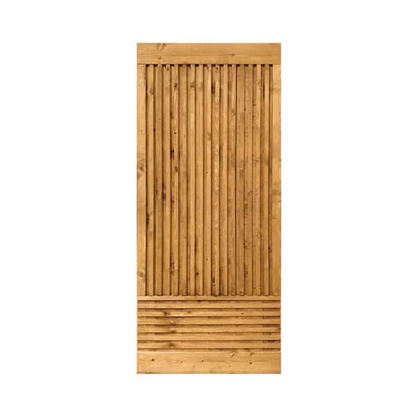 CALHOME 30 in. x 84 in. Japanese Pre Assemble Walnut Stained Wood Interior Sliding Barn Door Slab