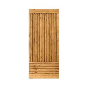 38 in. x 84 in. Japanese Pre Assemble Walnut Stained Wood Interior Sliding Barn Door Slab
