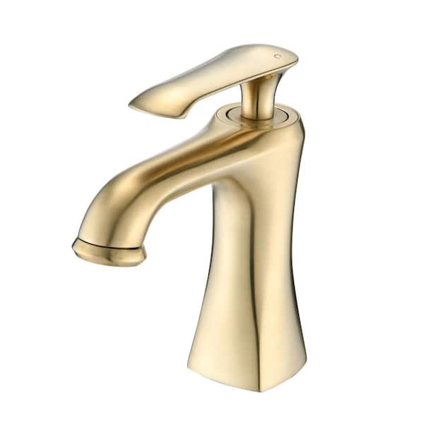 YASINU Single-Handle Single Hole Deck Mount Multicolor Bathroom Faucet in Brushed Gold