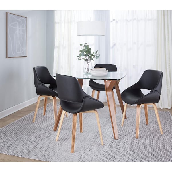 Lumisource Fabrico Black Faux Leather and Zebra Wood Side Chair (Set of 2)