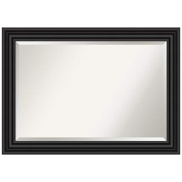Amanti Art Medium Rectangle Matte Black Beveled Glass Modern Mirror (29.75 in. H x 41.75 in. W)