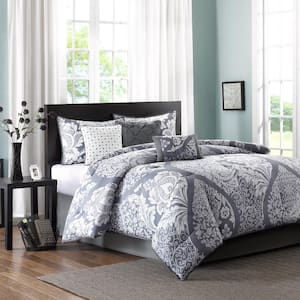 Marcella 7-Piece Grey Cotton King Comforter Set