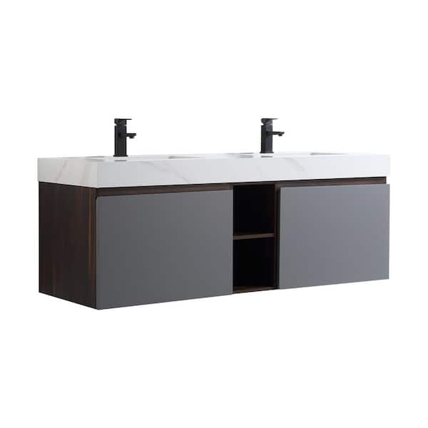 Bathroom Vanity with Ceramic Basin Sink 39 Inch Wall Mounted