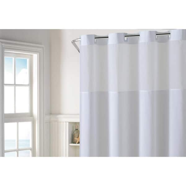HOOKLESS Plainweave 71 in. W x 74 in. L Polyester Shower Curtain in White