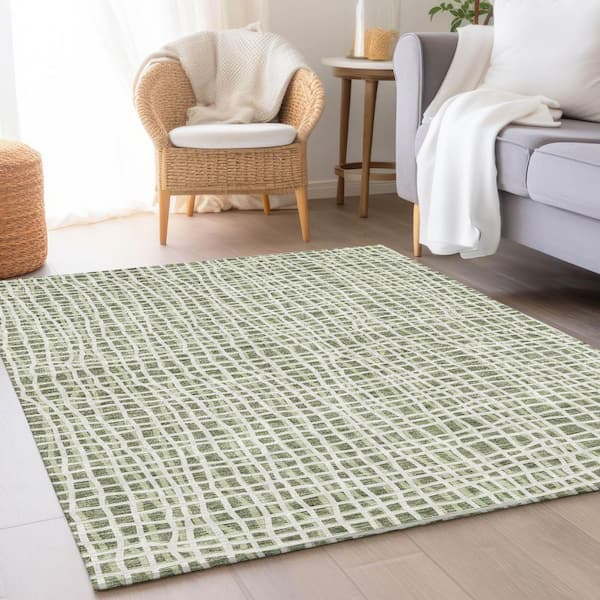 Chantille Machine Washable Indoor/Outdoor Abstract ACN729 Green 3 ft. x 5 ft. Area Rug