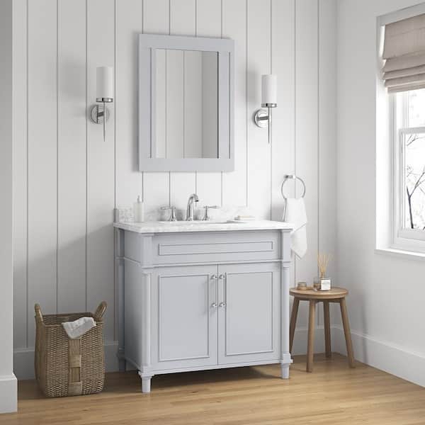 33 in. W x 36 in. H Framed Rectangular Bathroom Vanity Mirror in Dove Grey 33 in. W x 36 in. H Framed Rectangular Bathroom Vanity Mirror in Dove Grey