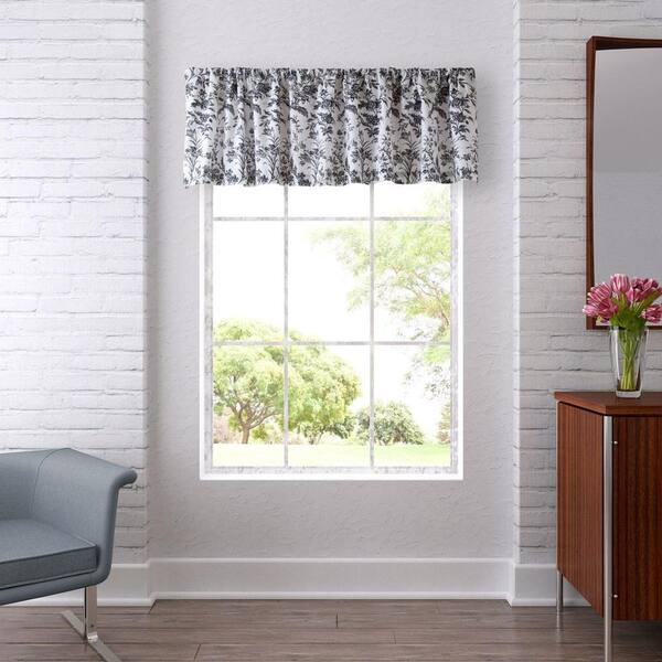 Laura Ashley Amberley 15 in. L Cotton Pole Top Valance in Black 209886 -  The Home Depot