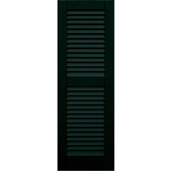 Winworks Wood Composite 15 in. x 45 in. Louvered Shutters Pair #654 Rookwood Shutter Green