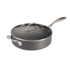 Choice 5.5 Qt. Tapered Aluminum Sauce Pan with Purple Allergen