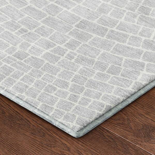 Mayfield Premium Machine Washable Abstract AMF2455 Silver 5 ft. x 7 ft. 6 in. Area Rug