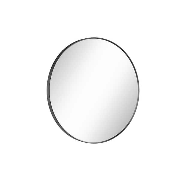 Unbranded 28 in. Round Mirror: Anti-Rust White Aluminum Frame, Entryway/Bathroom/Vanity/Living Room(Matte Black)