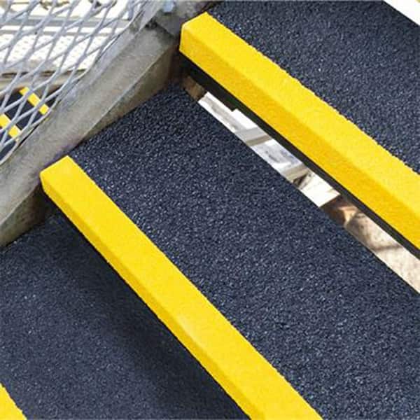 1.66 in. x 48 in. Anti-Slip Deck Tile Stair Nosing Edge-Yellow Texture, Industrial/Commercial Use Stair Tread Cover