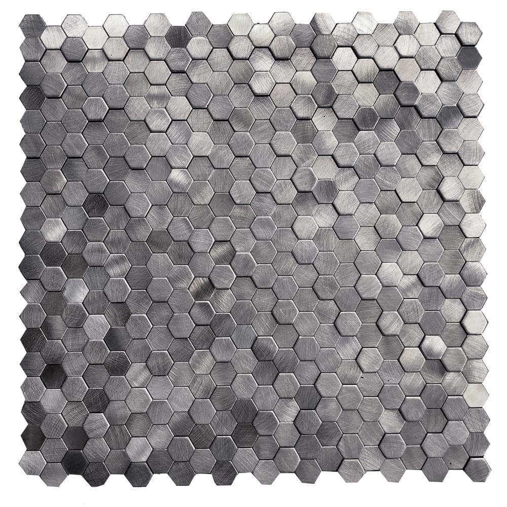 DIP Design Is Personal DIP Mini Pewter Hex Tile 12 in. x 12 in. Self ...