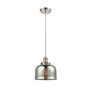 Bell 1-Light Brushed Satin Nickel Bowl Pendant Light with Silver Plated Mercury Glass Shade