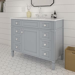 Lydia 42 in. W x 21 in. D x 35 in. H Single Sink Freestanding Bath Vanity in Empire Gray with Carrara Marble Top