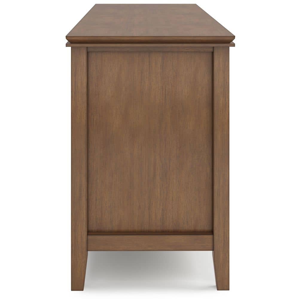 Rustic Natural Aged Brown 72" Solid Wood TV Media Stand with Cabinets