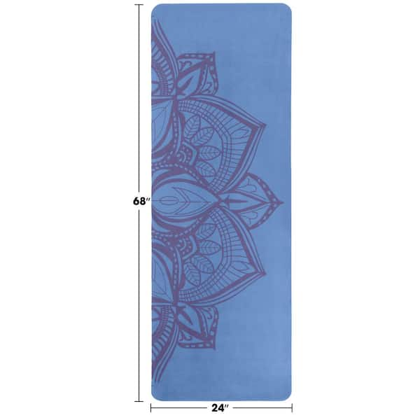 Rubber Yoga Mat with Strap - Pretty Florals on Dark Blue - 68