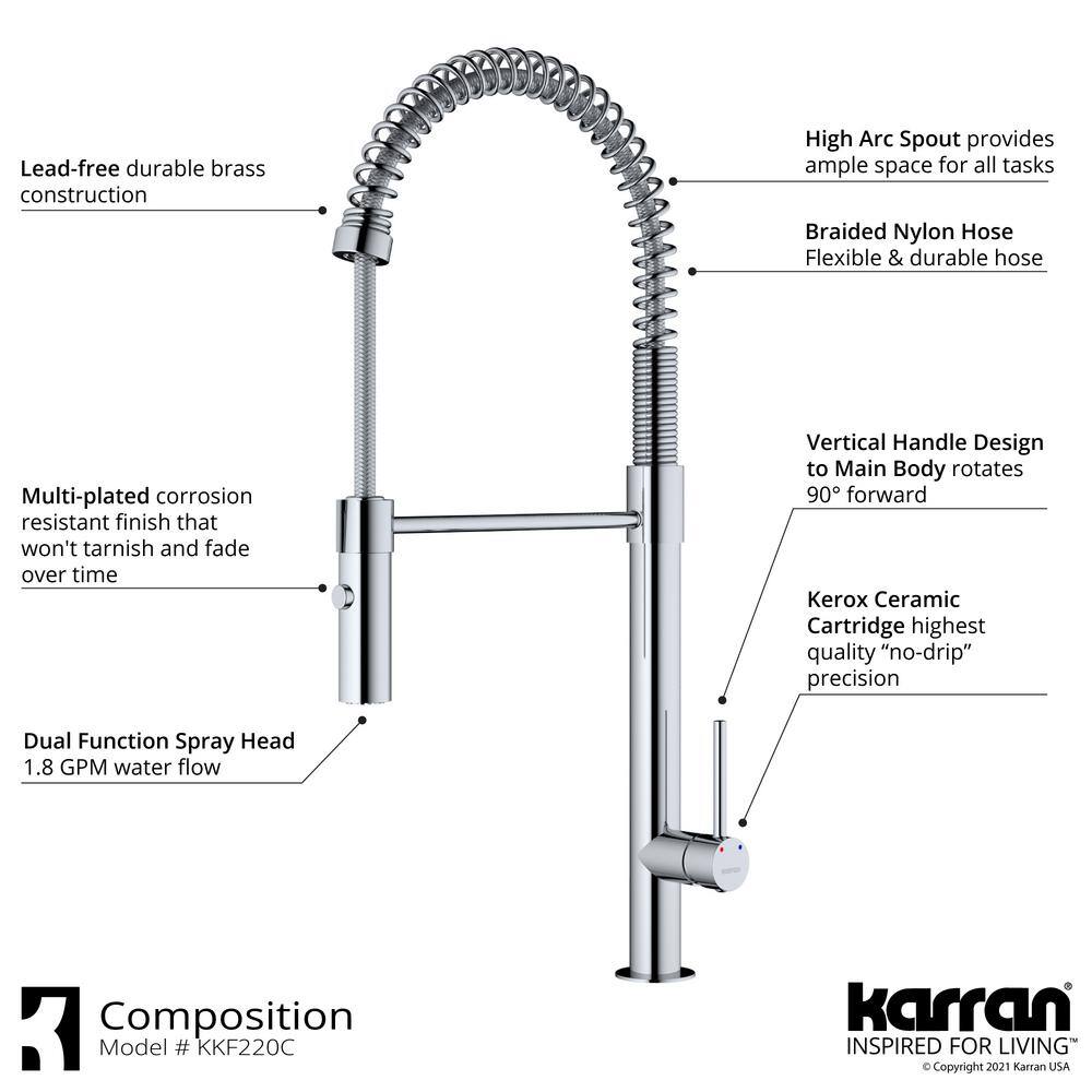 Tall Chrome Brass Pull-Down Kitchen Faucet with Soap Dispenser