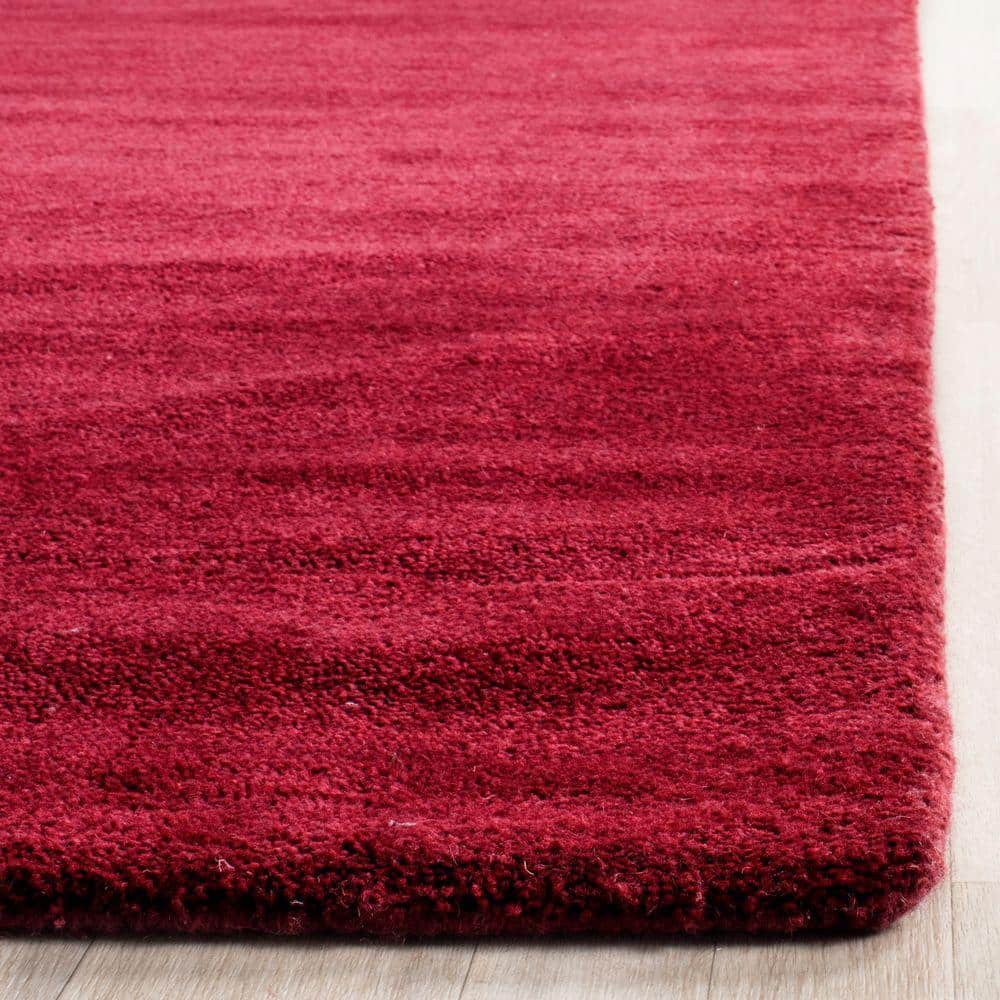 Handmade Red Wool Solid Round Area Rug, 3' x 5'