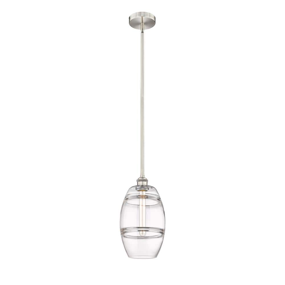 Vaz 100-Watt 1-Light Brushed Satin Nickel Shaded Mini Pendant Light with Clear Glass Shade price history on PriceWatchPro