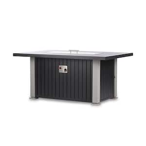 Maxwell 52 in. x 35 in. Aluminum Rectangle Chat Propane Fire Pit Table in Gray with Cover