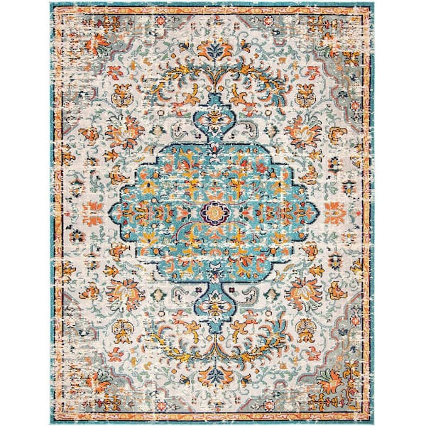 Unbranded Multi-Colored Polypropylene 6 ft. x 9 ft. Geometric Indoor Area Rug