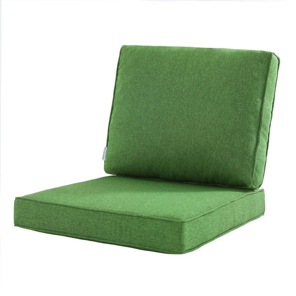 Uixe 19 in. x 20 in. 23 in. x 24 in. 2-Piece Deep Seat Rectangle Outdoor Lounge Chair Cushion/Back Pillow Set in Green