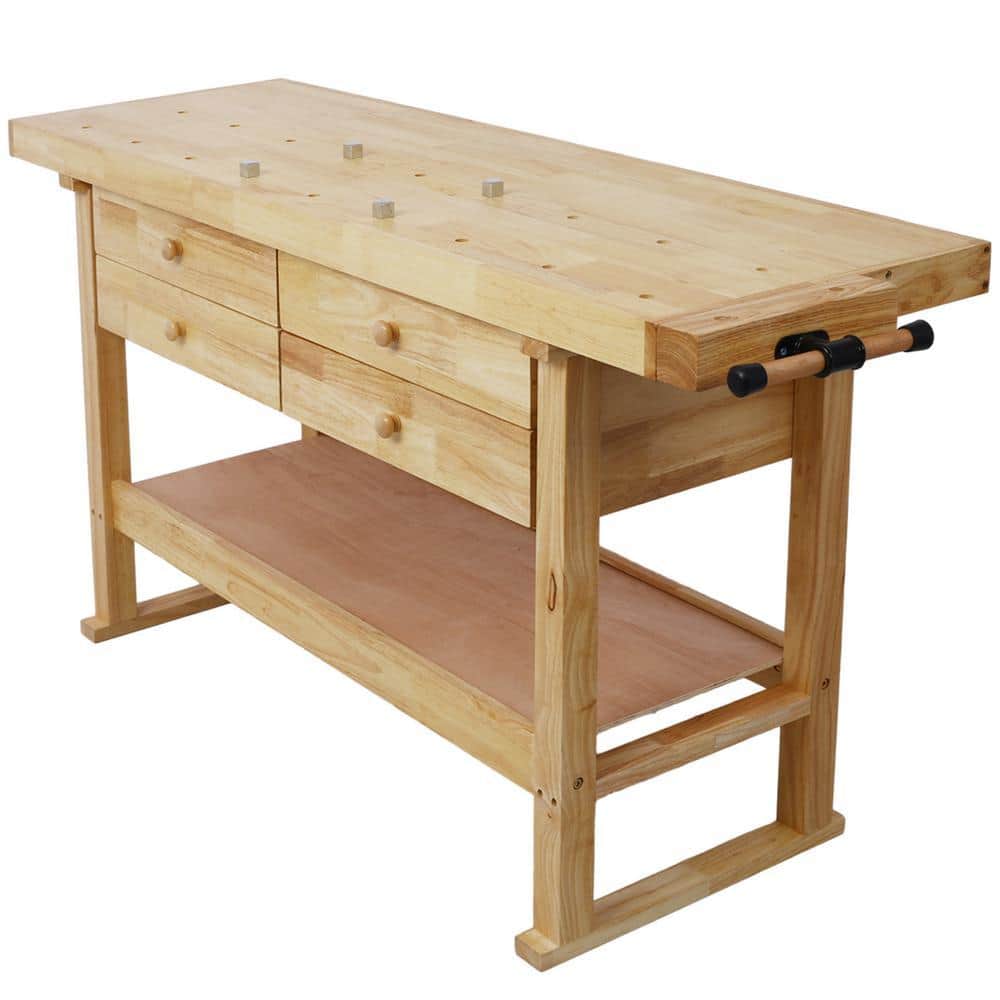 ◼️4drawers wood working table 作業台 Kahomvis 60 in. W x 20 in. D 4-Drawer Wood Workbench Woodworking