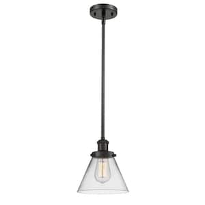 Cone 1-Light Oil Rubbed Bronze Clear Shaded Pendant Light Clear Glass Shade