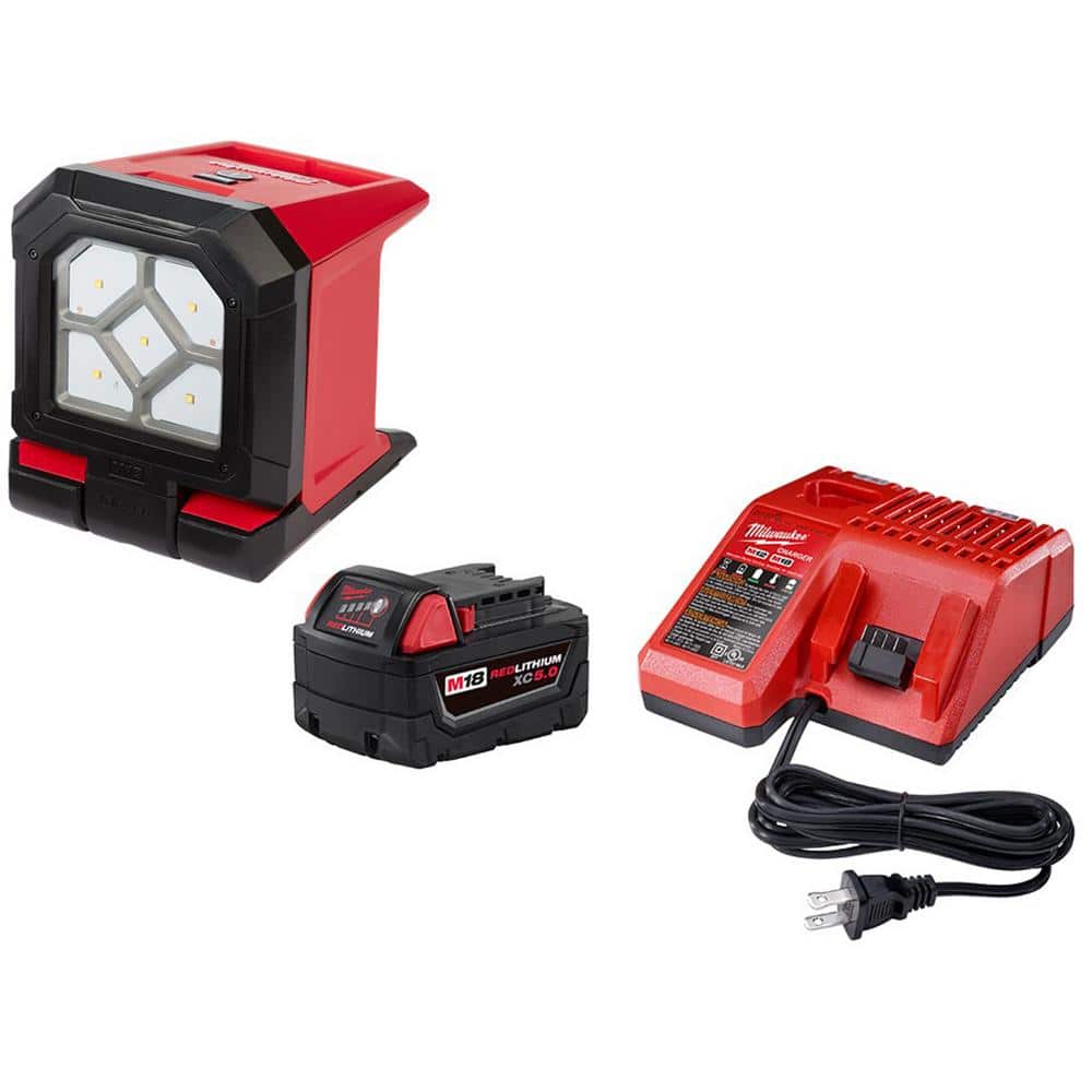 Milwaukee M18 18-Volt 1500 Lumens Lithium-Ion Cordless Rover LED Mounting  Flood Light with One 5.0Ah Battery and Charger 2365-20-48-59-1850 The  Home Depot
