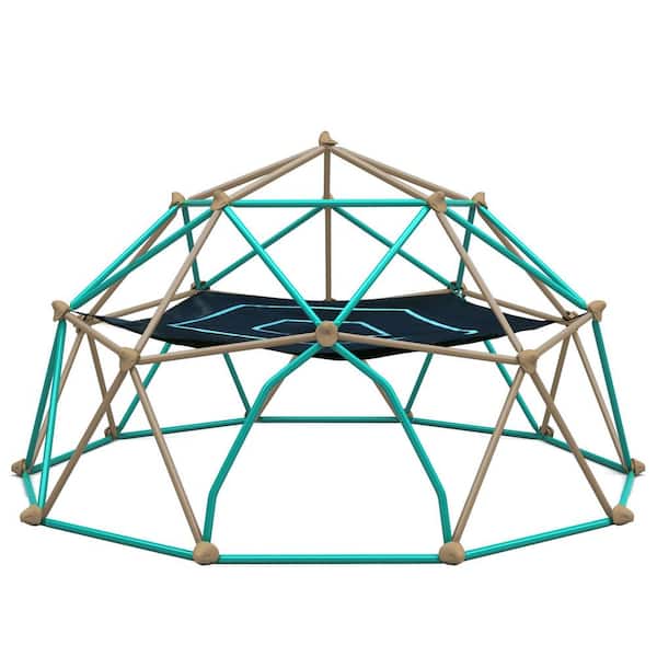 Green 13 ft. Steel Geometric Dome Climber Play Center with Hammock