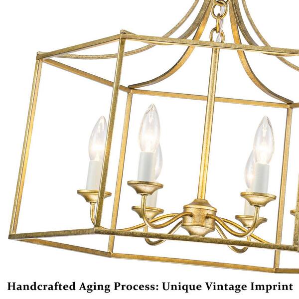 MENCOLULU 22.24 in. 6-Light Vintage Gold Geometric Cage Chandelier