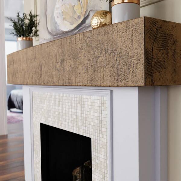 Ekena Millwork 8 in. x 8 in. x 4 ft. Rough Cedar Faux Wood Beam Fireplace  Mantel, Natural Golden Oak MANURC08X08X48NG - The Home Depot