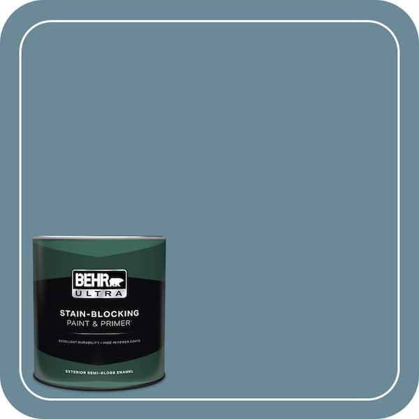 BEHR ULTRA 1 qt. #BIC-22 Relaxed Blue Semi-Gloss Enamel Exterior Paint & Primer