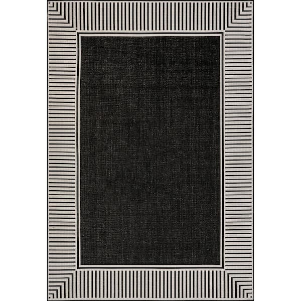 nuLOOM Asha Simple Border Black 7 ft. x 9 ft. Indoor/Outdoor Area Rug
