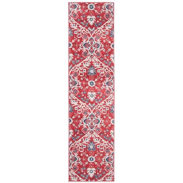 Brentwood Red/Ivory 2 ft. x 8 ft. Floral Runner Rug