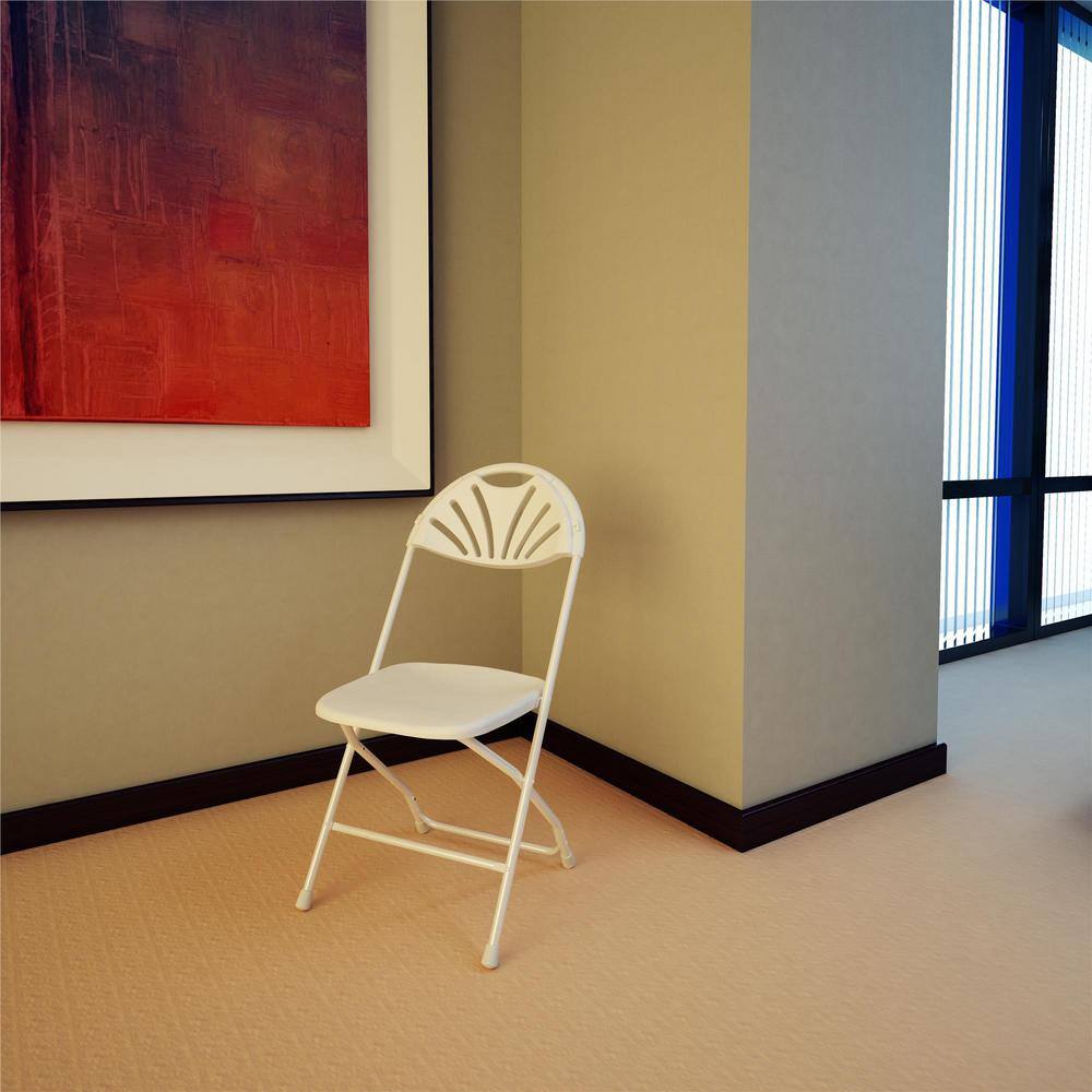 White Fan Back Indoor/Outdoor Folding Chair