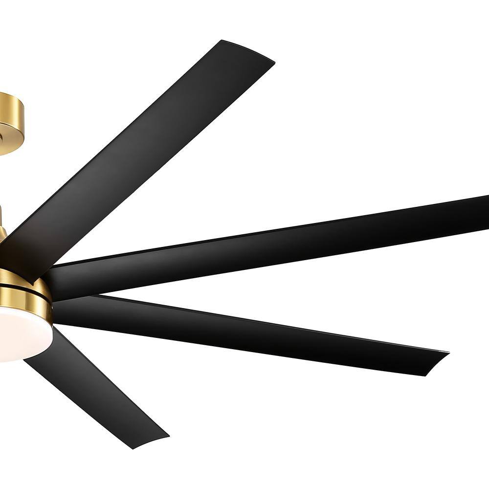 72" Gold and Black Modern Ceiling Fan with LED Light and Remote
