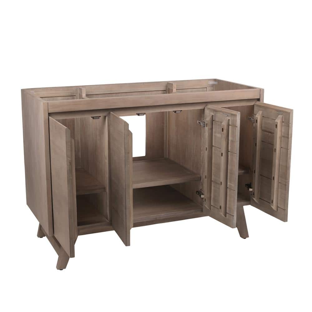 Coventry 48'' Gray Teak Solid Wood Single Free-Standing Vanity Base