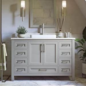 Bentworth 48 in.W x 22 in. D Vanity in Light Gray Semi-Recessed With Engineered Vanity Top in White with White Basin