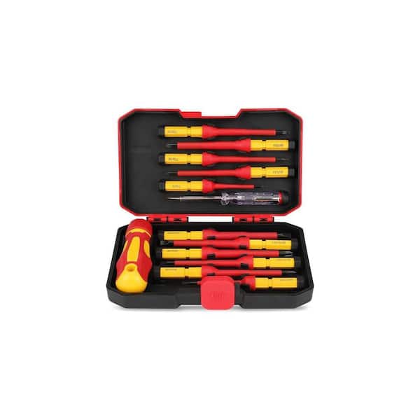 YICHUHAOXI 1000V Insulated 13-Piece Red Hand Tool Set Chrome