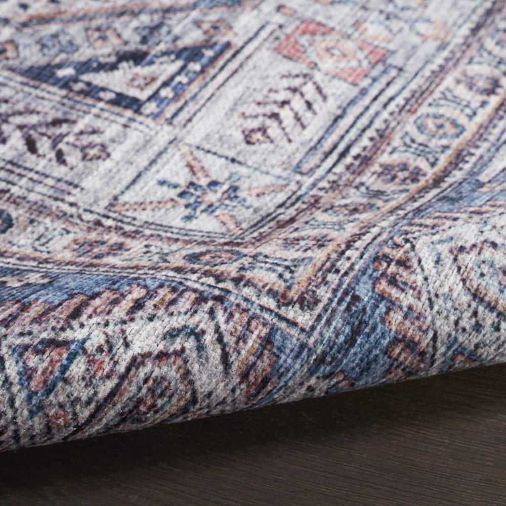 Brilliance Vintage Medallion 2' x 6' Blue Multi Washable Rug