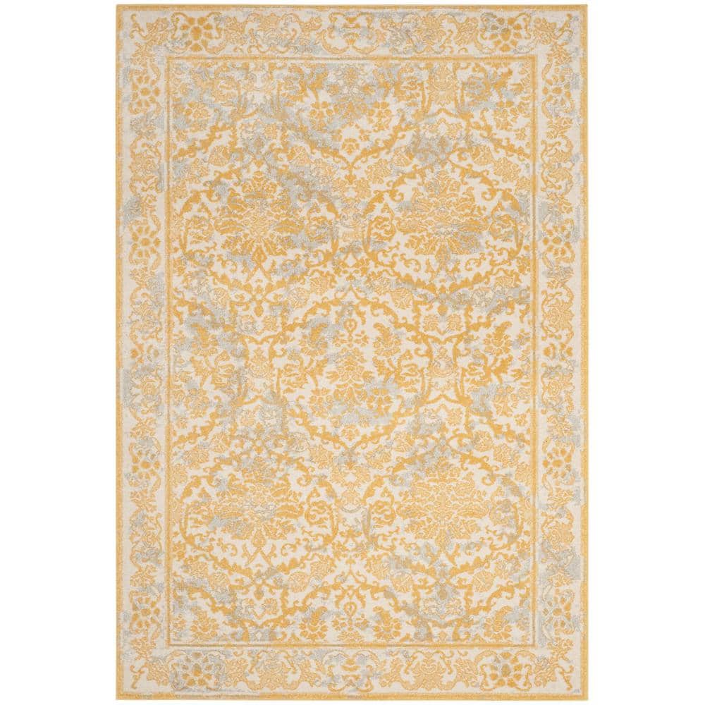 Ivory and Gold Reversible Synthetic Area Rug, 4' x 6'