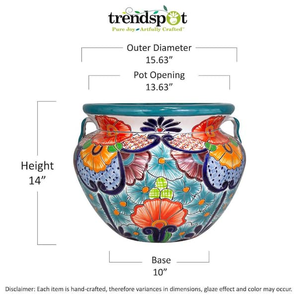 Trendspot 16 in. Blue Talavera Cantina Ceramic Planter CR10844-14D - The  Home Depot